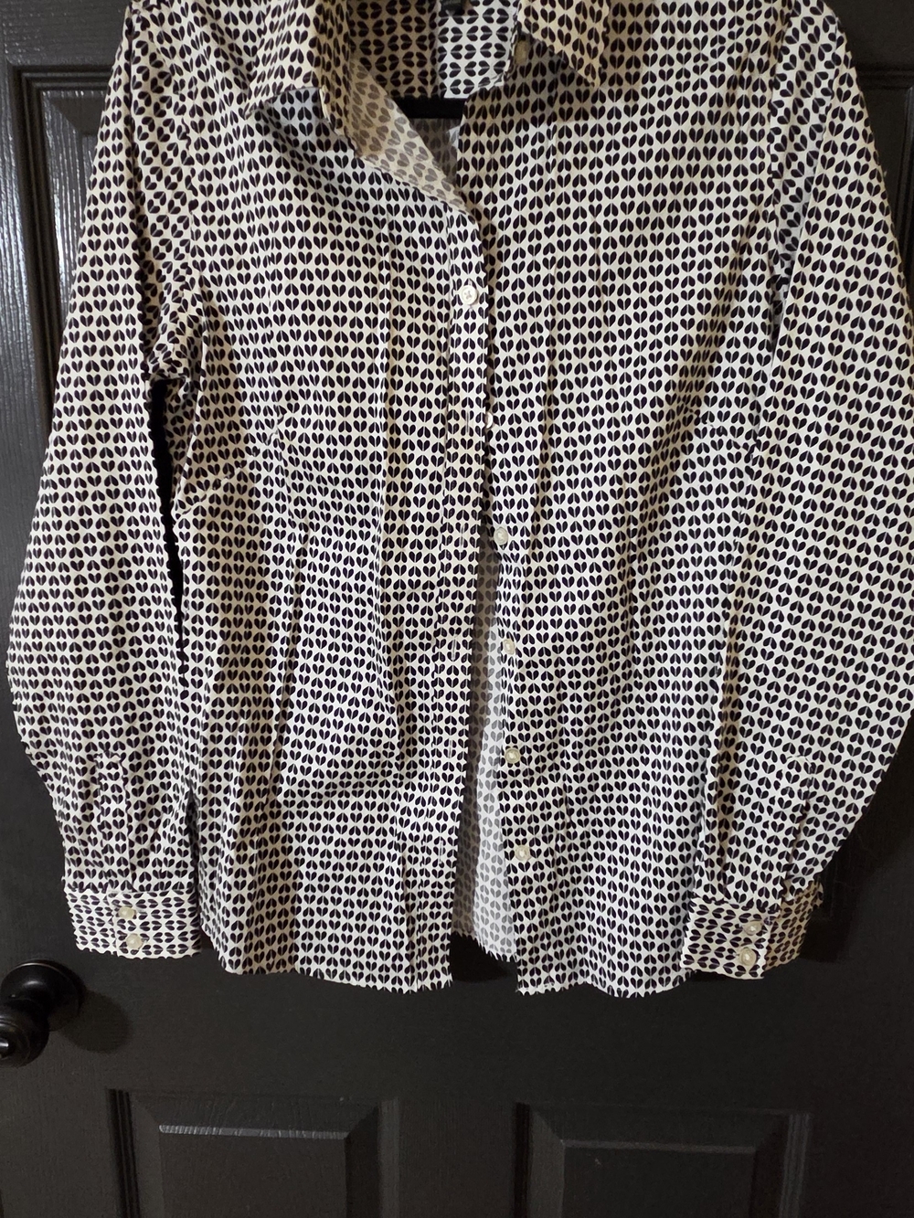 Banana Republic Black and White Geometric Button-Down Shirt